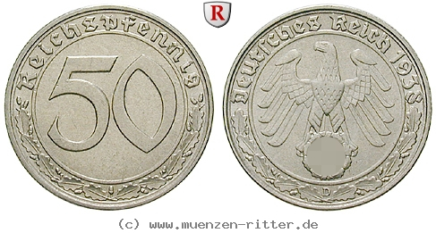 DE 50 Reichspfennig 1938 D