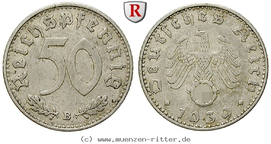 DE 50 Reichspfennig 1939 J