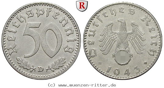 DE 50 Reichspfennig 1943 G
