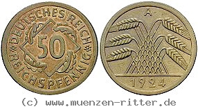 DE 50 Reichspfennig 1924 E