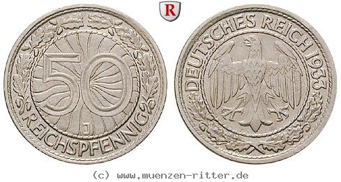 DE 50 Reichspfennig 1933 J