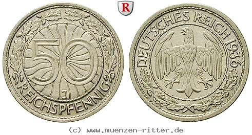 DE 50 Reichspfennig 1936 F