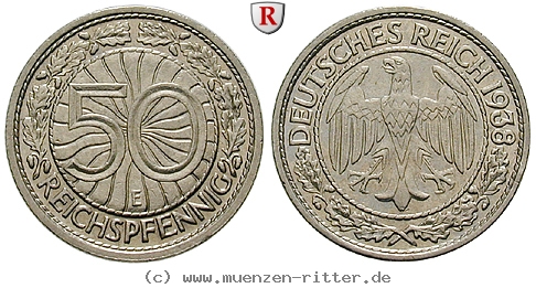 DE 50 Reichspfennig 1938 J