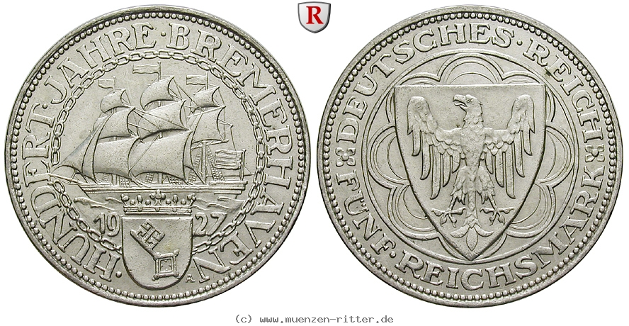 DE 5 Reichsmark 1927 A