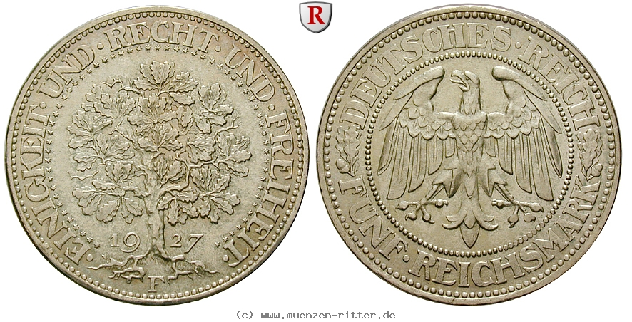DE 5 Reichsmark 1927 F