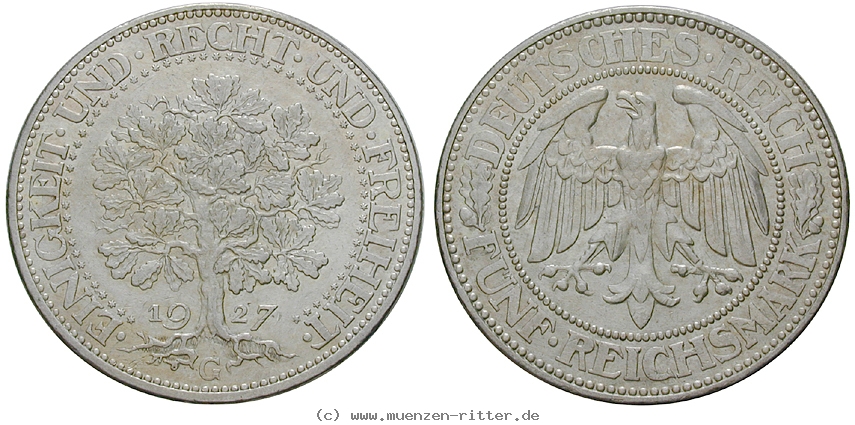 DE 5 Reichsmark 1927 G