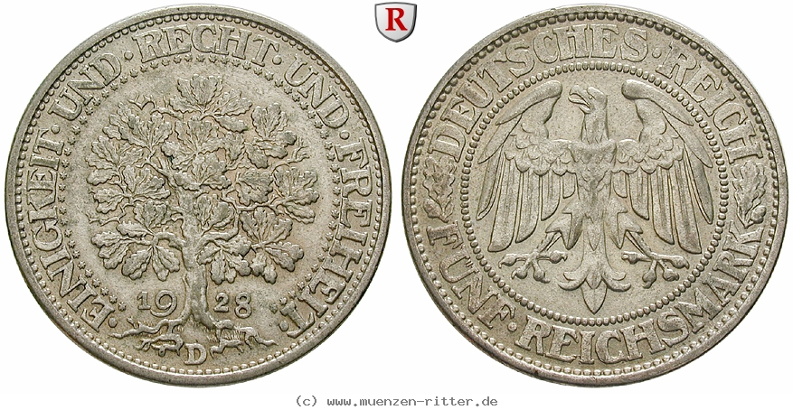 DE 5 Reichsmark 1928 D