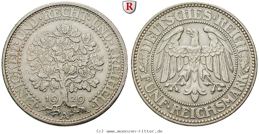 DE 5 Reichsmark 1929 A