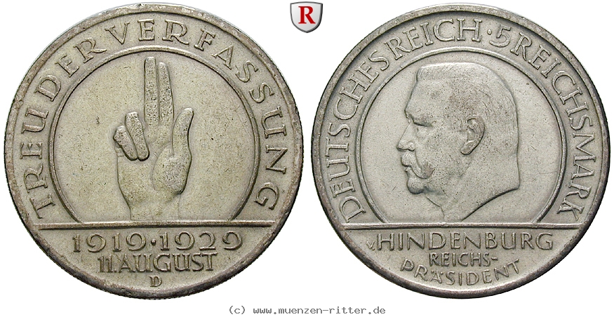 DE 5 Reichsmark 1929 D