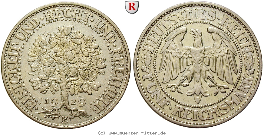 DE 5 Reichsmark 1929 E