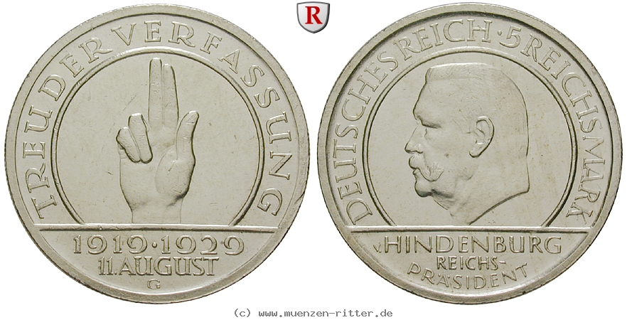 DE 5 Reichsmark 1929 G