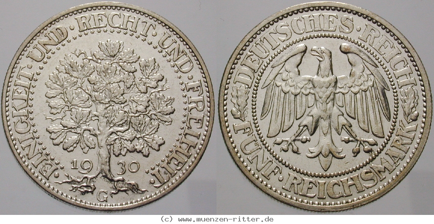 DE 5 Reichsmark 1930 G