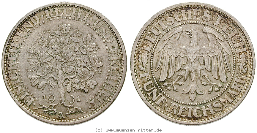 DE 5 Reichsmark 1931 A