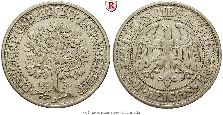 DE 5 Reichsmark 1931 D