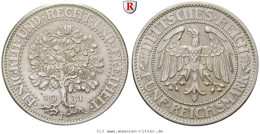 DE 5 Reichsmark 1931 F