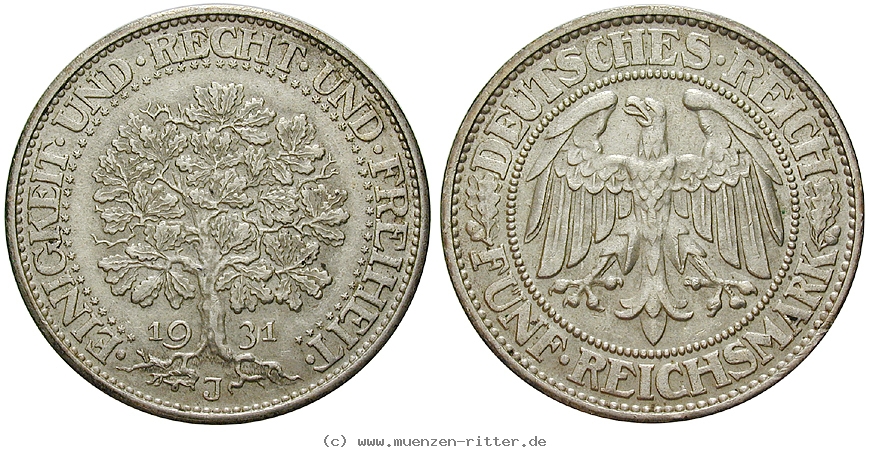 DE 5 Reichsmark 1931 J