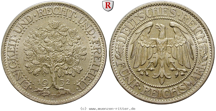 DE 5 Reichsmark 1932 F