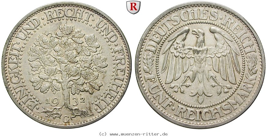 DE 5 Reichsmark 1932 G