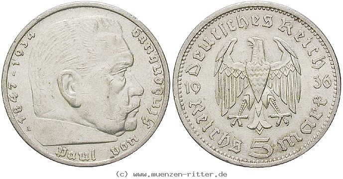DE 5 Reichsmark 1935 F