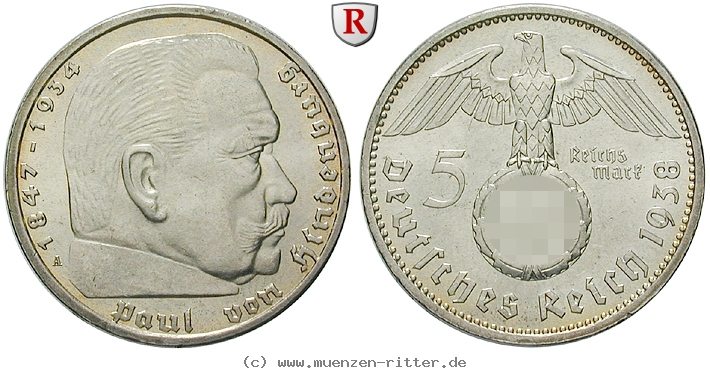 DE 5 Reichsmark 1938 F