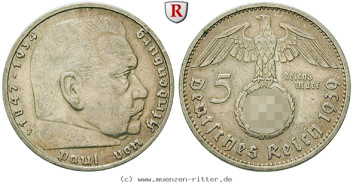 DE 5 Reichsmark 1939 F