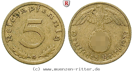 DE 5 Reichspfennig 1937 G