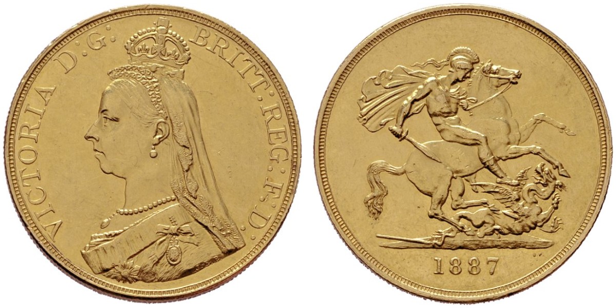 GB Quintuple Sovereign 1887