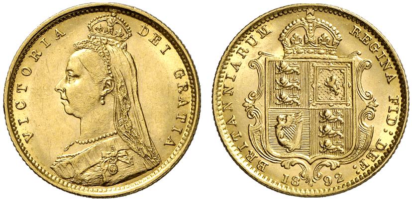 GB 1/2 Sovereign - Half Sovereign 1892
