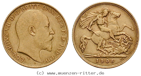 GB 1/2 Sovereign - Half Sovereign 1908