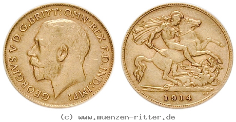 GB 1/2 Sovereign - Half Sovereign 1914