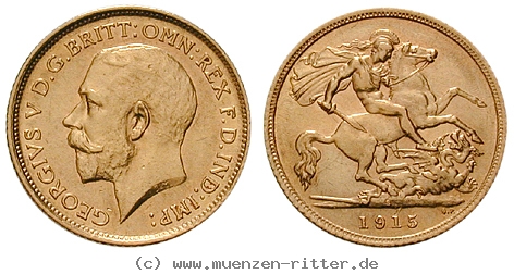 GB 1/2 Sovereign - Half Sovereign 1915
