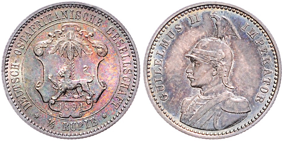 DE 1/4 Rupie 1891 A