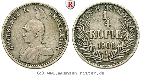 DE 1/4 Rupie 1906 J