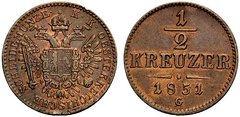AT 1/2 Kreuzer 1851 G