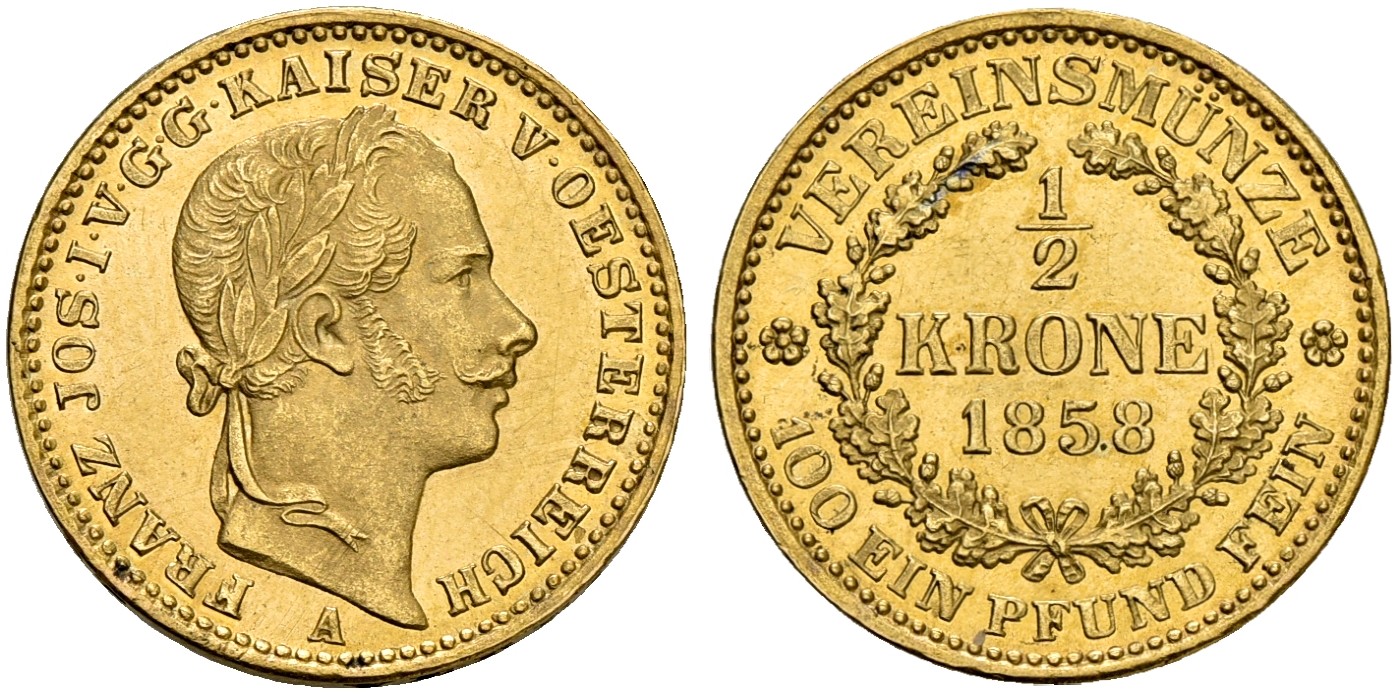 AT 1/2 Vereinskrone 1858 V