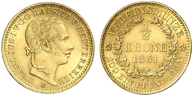 AT 1/2 Vereinskrone 1861 A