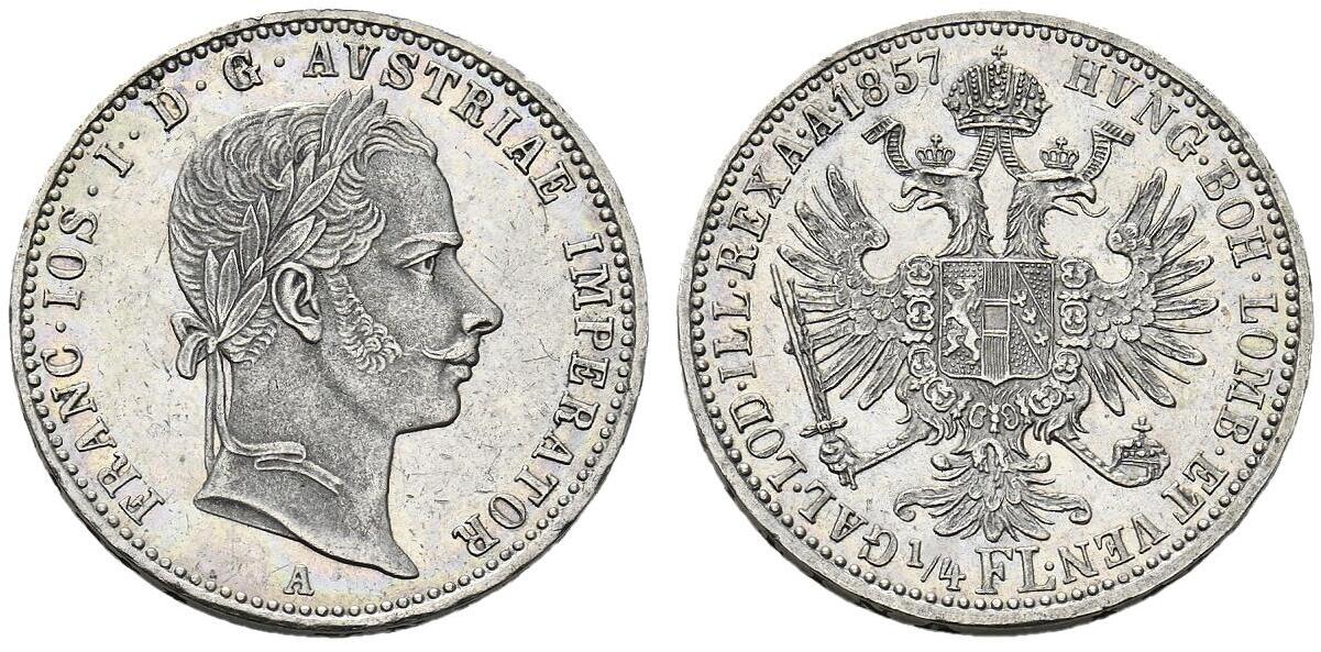 AT 1/4 Gulden - Viertelgulden 1857 V