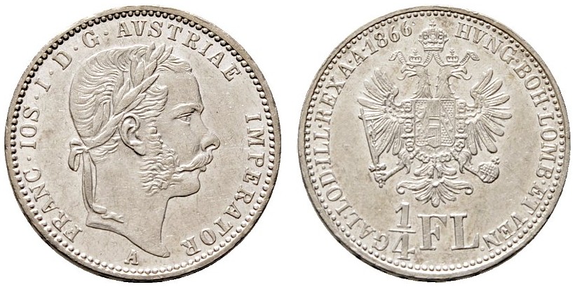 AT 1/4 Gulden - Viertelgulden 1866 V
