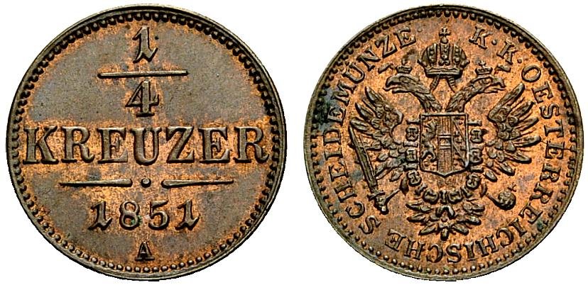 AT 1/4 Kreuzer - Viertelkreuzer 1851 E