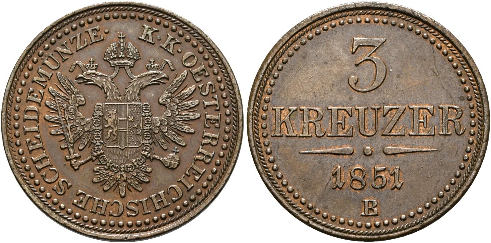 AT 3 Kreuzer 1851 B