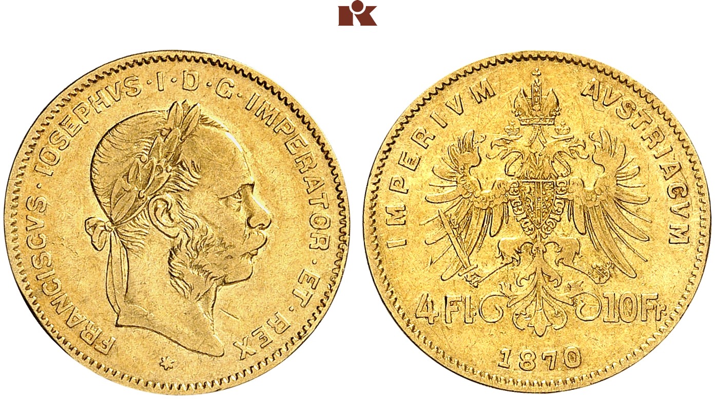 AT 4 Gulden/ 10 Franken 1870