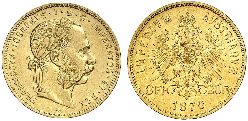 AT 8 Gulden/ 20 Franken 1881